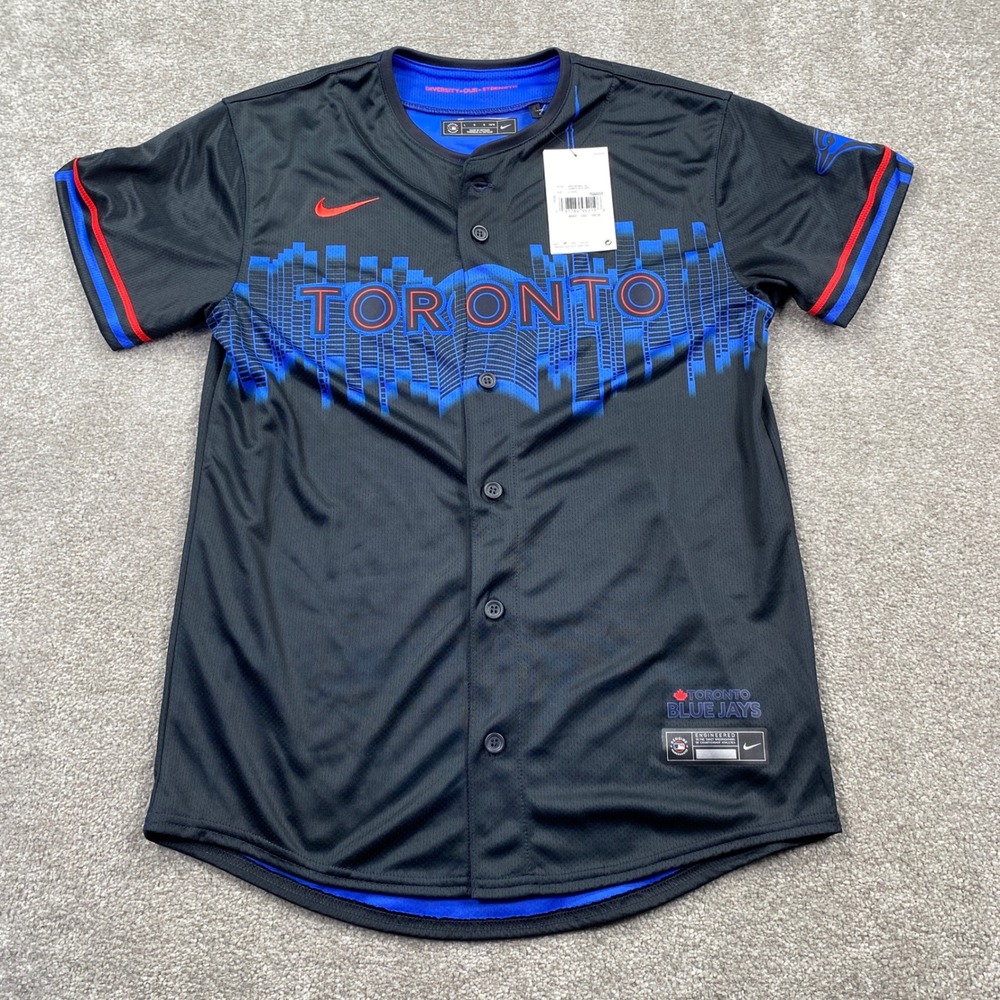 Nike Baseball Jersey Kids L 14/16 Black Toronto Blue Jays City Connect Skyline